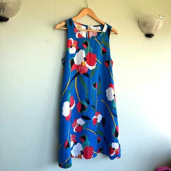Sigrid Olsen Dresses & Skirts - Bold Floral 100% Linen Summer Dress